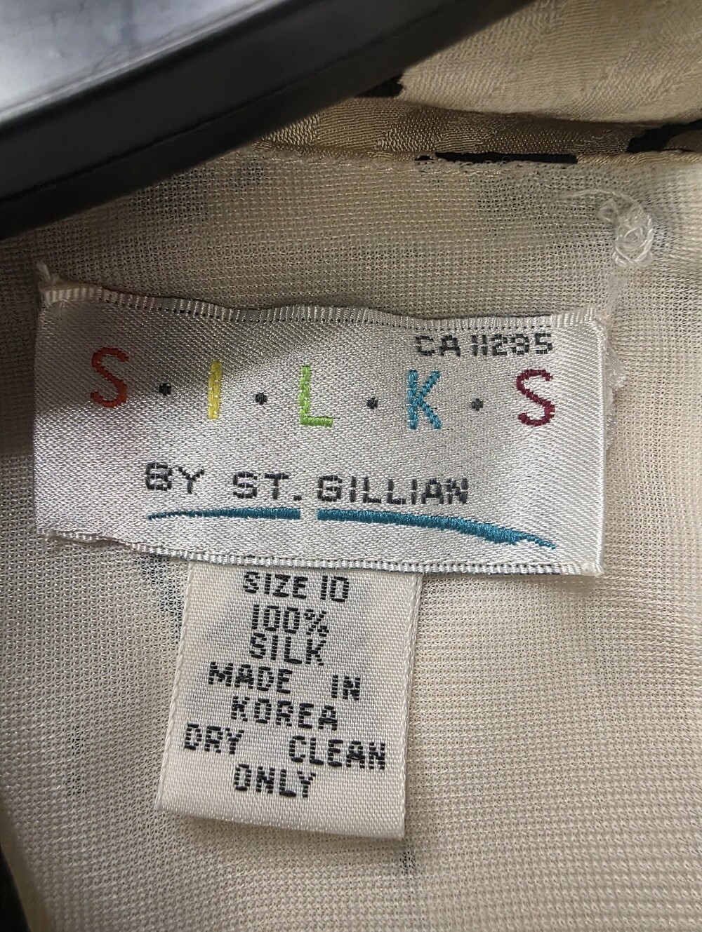 Vintage 80s Silks by St. Gillian 100% Silk Jumpsuit Black Ivory Floral 10 - Picture 13 of 13